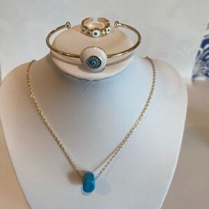 Evil eye set stainless steel gold plated